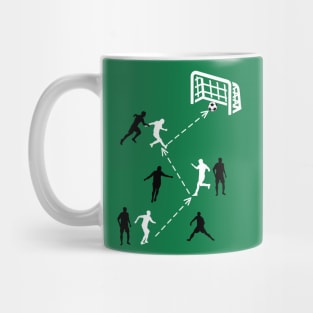 Funny Soccer play move with soccer players soccer on field to score goal Mug